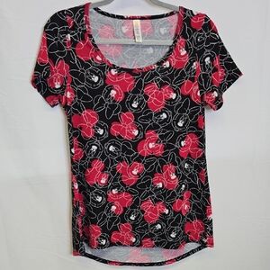 LuLaRoe Disney Minnie Mouse Classic Tee, Black and Red, Women's Size XS